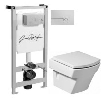 Комплект подвесной унитаз Roca Hall 346627000 + 801622004 + система инсталляции Jacob Delafon E5504-NF + E4326-CP