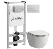 Комплект подвесной унитаз Laufen Pro 8.2096.6.000.000.1 + 8.9896.6.000.000.1 + система инсталляции Jacob Delafon E5504-NF + E4326-CP