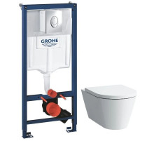 Комплект подвесной унитаз Laufen Kartell by Laufen  8.2033.6.000.000.1 + 8.9133.1.000.000.1 + система инсталляции Grohe 38721001