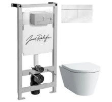 Комплект подвесной унитаз Laufen Kartell by Laufen  8.2033.6.000.000.1 + 8.9133.1.000.000.1 + система инсталляции Jacob Delafon E5504-NF + E4316-CP