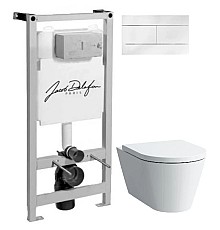 Комплект подвесной унитаз Laufen Kartell by Laufen  8.2033.6.000.000.1 + 8.9133.1.000.000.1 + система инсталляции Jacob Delafon E5504-NF + E4316-CP