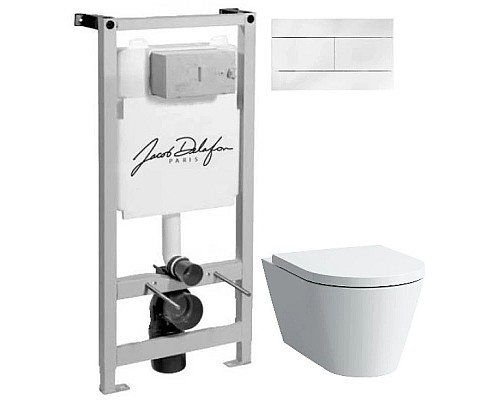 Заказать Комплект подвесной унитаз Laufen Kartell by Laufen  8.2033.6.000.000.1 + 8.9133.1.000.000.1 + система инсталляции Jacob Delafon E5504-NF + E4316-CP в магазине сантехники Santeh-Crystal.ru