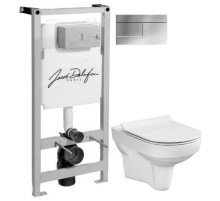 Комплект подвесной унитаз Cersanit City MZ-CITY-COn-S-DL + система инсталляции Jacob Delafon E5504-NF + E4316-CP