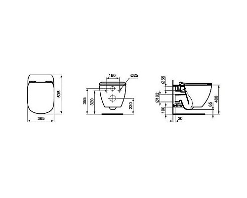 Приобрести Комплект подвесной унитаз Ideal Standard Tesi T007901 + T352701 + система инсталляции Geberit 458.124.21.1 в магазине сантехники Santeh-Crystal.ru