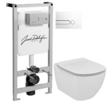 Комплект подвесной унитаз Ideal Standard Tesi T007901 + T352701 + система инсталляции Jacob Delafon E5504-NF + E4326-00