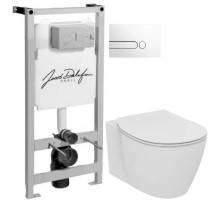 Комплект подвесной унитаз Ideal Standard Connect E771801 + E772401 + система инсталляции Jacob Delafon E5504-NF + E4326-00