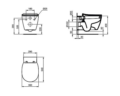 Приобрести Комплект подвесной унитаз Ideal Standard Connect E771801 + E772401 + система инсталляции Villeroy & Boch 92246100 в магазине сантехники Santeh-Crystal.ru