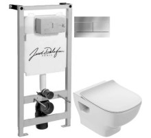 Комплект подвесной унитаз Jacob Delafon Struktura EDF102-00 + E70025-00 + система инсталляции Jacob Delafon E5504-NF + E4316-CP