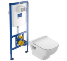 Комплект подвесной унитаз Jacob Delafon Struktura EDF102-00 + E70025-00 + система инсталляции Villeroy & Boch 92246100