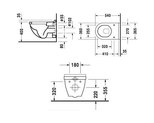 Купить Комплект подвесной унитаз Duravit Starck 3 2200090000 + 0063810000 + система инсталляции TECE 9300302 + 9240401 в магазине сантехники Santeh-Crystal.ru