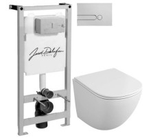 Комплект подвесной унитаз OWL 1975 Vind OWLT190302 + система инсталляции Jacob Delafon E5504-NF + E4326-CP