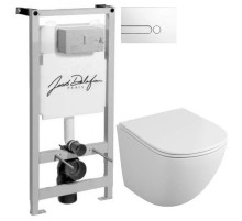 Комплект подвесной унитаз OWL 1975 Vind OWLT190302 + система инсталляции Jacob Delafon E5504-NF + E4326-00