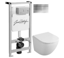 Комплект подвесной унитаз OWL 1975 Vind OWLT190302 + система инсталляции Jacob Delafon E5504-NF + E4316-CP