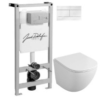 Комплект подвесной унитаз OWL 1975 Vind OWLT190302 + система инсталляции Jacob Delafon E5504-NF + E4316-00