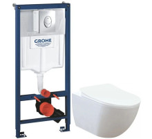 Комплект подвесной унитаз Creavit Free FE322-11CB00E-0000 + KC0903.02.0000E + система инсталляции Grohe 38721001