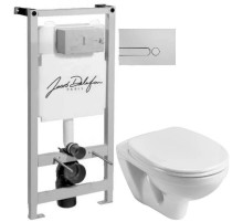 Комплект подвесной унитаз Santek Бореаль 1.WH30.1.977 + система инсталляции Jacob Delafon E5504-NF + E4326-CP