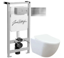 Комплект подвесной унитаз Creavit Free FE320-11CB00E-0000 + KC0903.02.0000E + система инсталляции Jacob Delafon E5504-NF + E4316-CP