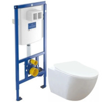 Комплект подвесной унитаз Creavit Free FE320-11CB00E-0000 + KC0903.02.0000E + система инсталляции Villeroy & Boch 92246100