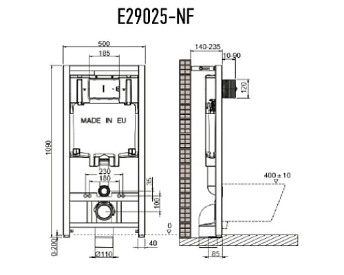 Купить Комплект подвесной унитаз Esbano Clavel ESUPCLAVW + система инсталляции Jacob Delafon E29025-NF + E29027-CP в магазине сантехники Santeh-Crystal.ru