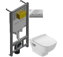 Комплект подвесной унитаз Jacob Delafon Struktura EDF102-00 + E70025-00 + система инсталляции Jacob Delafon E29025-NF + E29027-CP