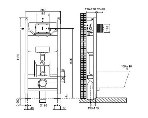 Купить Комплект подвесной унитаз Creavit Bull BL320-11CB00E-0000 + KC0603.01.0000E + система инсталляции Jacob Delafon E5504-NF + E4326-CP в магазине сантехники Santeh-Crystal.ru