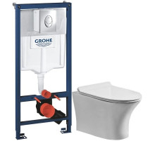 Комплект подвесной унитаз Orange C01-100W + система инсталляции Grohe 38721001