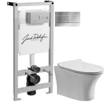 Комплект подвесной унитаз Orange C01-100W + система инсталляции Jacob Delafon E5504-NF + E4316-CP