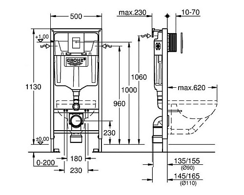 Заказать Комплект подвесной унитаз Grossman GR-4411 + система инсталляции Grohe 38772001 в магазине сантехники Santeh-Crystal.ru