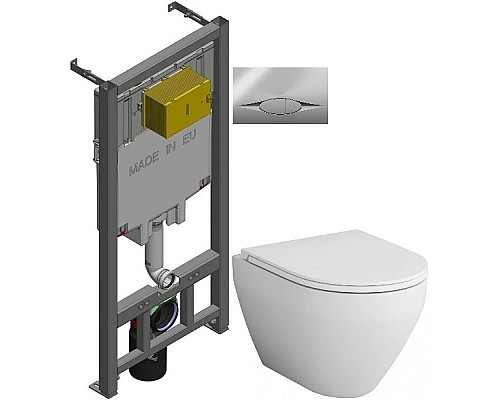 Приобрести Комплект подвесной унитаз Am.Pm Spirit 2.0 C701700WH + C707857WH + система инсталляции Jacob Delafon E29025-NF + E29027-CP в магазине сантехники Santeh-Crystal.ru