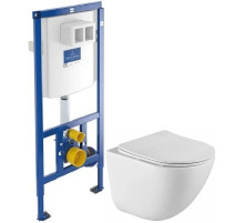 Комплект подвесной унитаз BelBagno Amanda BB051CHR + BB051SC + система инсталляции Villeroy & Boch 92246100