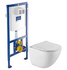 Комплект подвесной унитаз BelBagno Amanda BB051CHR + BB051SC + система инсталляции Villeroy & Boch 92246100