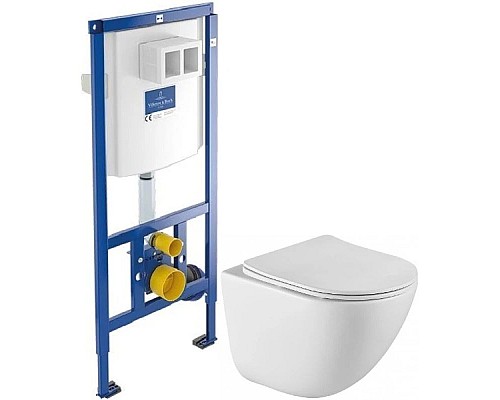 Купить Комплект подвесной унитаз BelBagno Amanda BB051CHR + BB051SC + система инсталляции Villeroy & Boch 92246100 в магазине сантехники Santeh-Crystal.ru