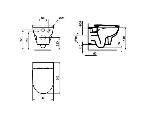 Заказать Комплект подвесной унитаз T365701 + система инсталляции R020467 Ideal Standard Prosys Esedra T365701PE15 в магазине сантехники Santeh-Crystal.ru