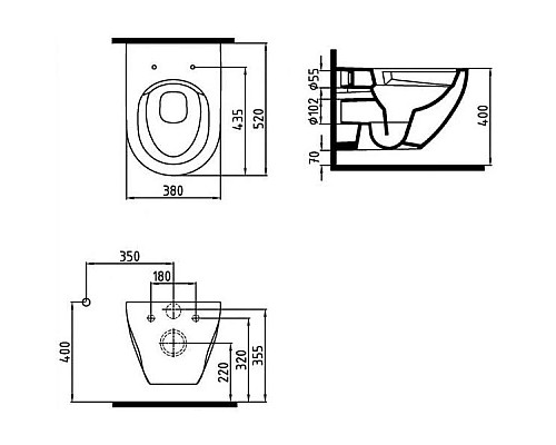 Приобрести Комплект подвесной унитаз Bien Dune DNKA052N1VP0W3000 + система инсталляции Villeroy & Boch 92246100 + 92249068 в магазине сантехники Santeh-Crystal.ru