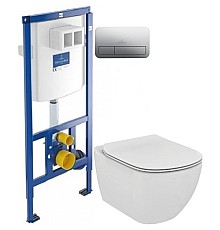 Комплект подвесной унитаз Ideal Standard Tesi T007901 + T352701 + система инсталляции Villeroy & Boch 92246100 + 92249061