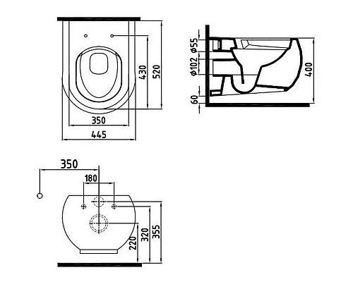 Купить Комплект подвесной унитаз Bien Flash FLKA052N1VP0W3000 + система инсталляции Villeroy & Boch 92246100 + 92249068 в магазине сантехники Santeh-Crystal.ru