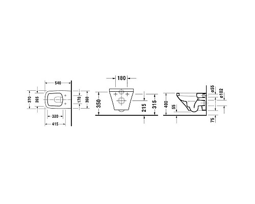 Купить Комплект подвесной унитаз Duravit Durastyle 2536090000 + 0063790000 + система инсталляции Villeroy & Boch 92246100 + 92249068 в магазине сантехники Santeh-Crystal.ru