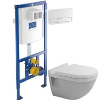 Комплект подвесной унитаз Duravit Starck 3 2200090000 + 0063810000 + система инсталляции Villeroy & Boch 92246100 + 92249068
