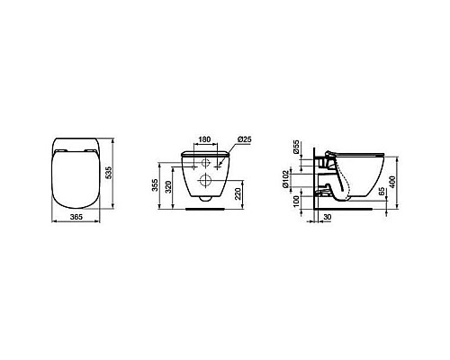 Заказать Комплект подвесной унитаз Ideal Standard Tesi T007901 + T352701 + система инсталляции Villeroy & Boch 92246100 + 92249068 в магазине сантехники Santeh-Crystal.ru