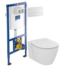 Комплект подвесной унитаз Ideal Standard Connect E771801 + E772401 + система инсталляции Villeroy & Boch 92246100 + 92249068