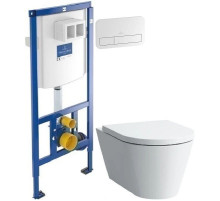 Комплект подвесной унитаз Laufen Kartell by Laufen 8.2033.6.000.000.1 + 8.9133.1.000.000.1 + система инсталляции Villeroy & Boch 92246100 + 92249068