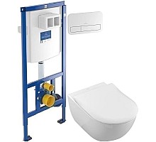 Комплект подвесной унитаз Villeroy & Boch Subway 2.0 5614R2R1 + система инсталляции Villeroy & Boch 92246100 + 92249068