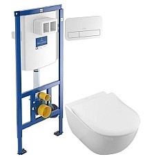 Комплект подвесной унитаз Villeroy & Boch Subway 2.0 5614R2R1 + система инсталляции Villeroy & Boch 92246100 + 92249068