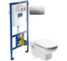 Комплект подвесной унитаз Roca Dama Senso 346517000 + ZRU9302820 + система инсталляции Villeroy & Boch 92246100 + 92249061