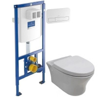 Комплект подвесной унитаз Noken Hotels N399999901 + N356330439 + система инсталляции Villeroy & Boch 92246100 + 92249068