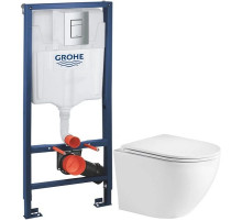 Комплект подвесной унитаз WeltWasser Merzbach 004GL-WT 10000003661 + система инсталляции Grohe 38772001