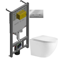 Комплект подвесной унитаз WeltWasser Merzbach 004GL-WT 10000003661 + система инсталляции Jacob Delafon E29025-NF + E29027-CP