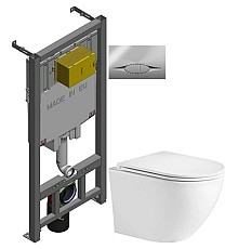 Комплект подвесной унитаз WeltWasser Merzbach 004GL-WT 10000003661 + система инсталляции Jacob Delafon E29025-NF + E29027-CP