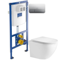 Комплект подвесной унитаз WeltWasser Merzbach 004GL-WT 10000003661 + система инсталляции Villeroy & Boch 92246100 + 92249061