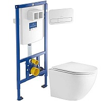 Комплект подвесной унитаз WeltWasser Merzbach 004GL-WT 10000003661 + система инсталляции Villeroy & Boch 92246100 + 92249068